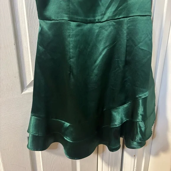 Speechless Y2K Hunter Green Coquette Satin Mini Babydoll Sleeveless Dress Z 13 - Picture 5 of 16